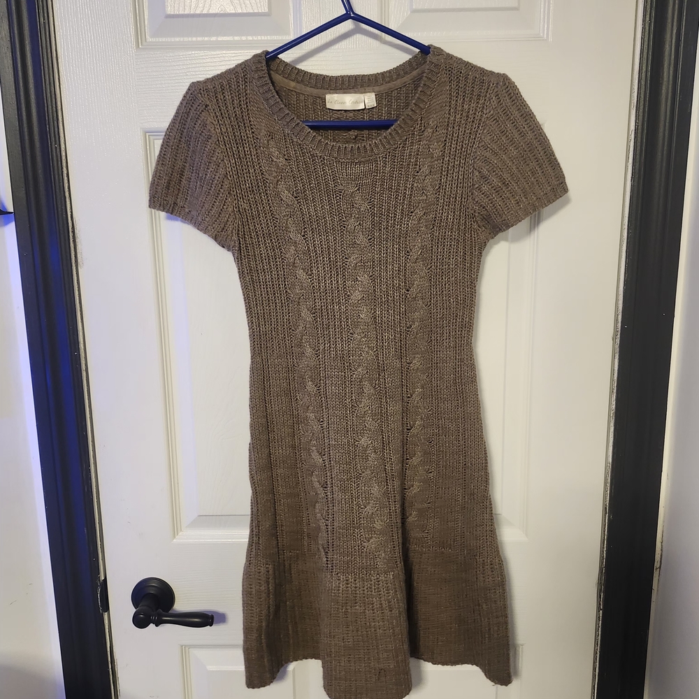 Chic Knit Mini Dress in brown